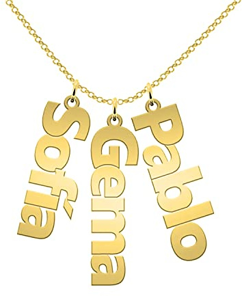 Collar con Nombre Personalizado Plata Chapado en Oro 18K - Colgante con Nombre Joya Personalizada Navidad, Aniversario, Día de la madre - Ideas de Regalos de Cumpleaños para Mujer, Niña, Madre, Hija