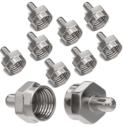 RedStar24 SAT F-Abschlusswiderstand Set – 75 Ohm F-Stecker Endwiderstand – Kompatibel mit Multischalter, LNB, Tuner & Dosen – Satelliten Endwiderstand – 10 Stück, Silber