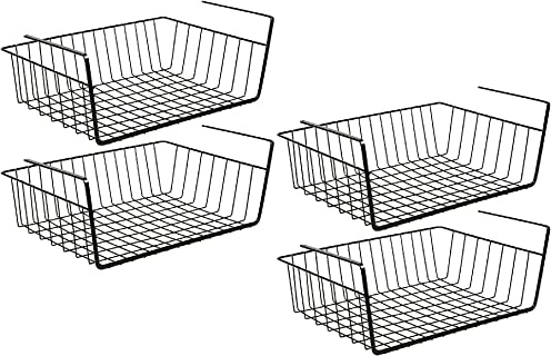 Greenfields Metal Under Shelf Storage Basket - Hanging Metal Wire Storage for Kitchen Organisation, Pantry, Office Use, Crafts, Bathroom or Cabinet - Stackable Design (4)