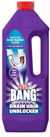 Cillit Bang Hair Drain Unblocker Gel, Dissolves Hair-Based Blockages, For Showers and Baths, 1 Litre (2 Uses)