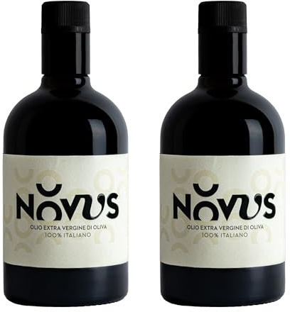 NovusPuglia - Olio Extravergine di Oliva - PRODUZIONE 2025/2026-100% ITALIANO - Di categoria superiore - Molito a Freddo - Puglia (1 Litro, Equilibrato)