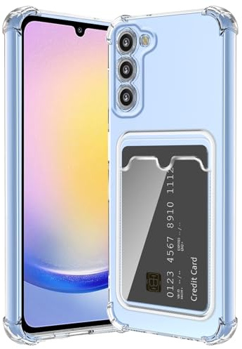 ÁRBOLORO Hülle für Samsung Galaxy A25 5G mit Kartenfäch Transparent Silikon TPU Handyhülle Ultra Dünn Weiche Stoßfest Flexibel Handy Tasche Bumper Case für Samsung Galaxy A25 5G