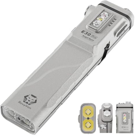 RovyVon E30 Pro Lampe de poche EDC rechargeable USB-C Marbre, 3500 lumens, lampe de poche plate avec capteur de proximité, interrupteur combiné, lampe de poche polyvalente pour transport