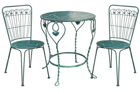 NRNQMTFZ 3-teiliges Bistro-Set bestehend aus 1 Tisch und 2 Stühlen,Garten-Sitzgruppe Aus Eisen I Pflegeleichtes Gartenmöbel-Set,Sitzgruppe für Terrasse, Balkon, Garten
