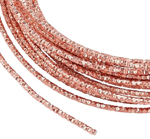 BENECREAT 10 m 12Gauge/2 mm oro rosa, filo di alluminio strutturato, filo rotondo con taglio diamantato, per la realizzazione di ornamenti e altri gioielli