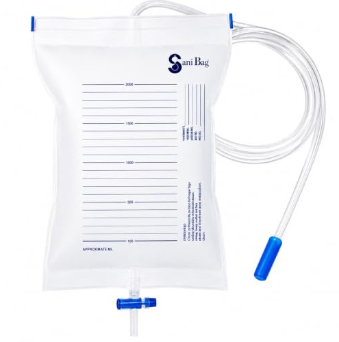 SANIFARMA Sacche Urina 2 Litri con Rubinetto di Scarico, 25 Pezzi, Tubo da 90 cm, Sacca Raccolta Urina Monouso per Catetere, Dispositivo Medico per Ospedale, RSA e Assistenza Domiciliare