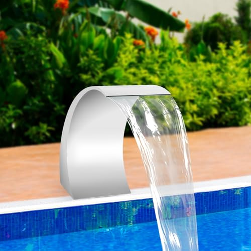Levkitch Pool Wasserfall Brunnen S-förmiger Wasserfontäne 60 * 30cm Edelstahl Schwimmbad Poolfontäne Gartenteich Dekoration Wasserspiel Wasserfälle