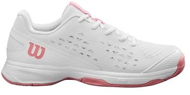 Wilson Rush Pro Junior L Tennisschuhe, Komfortables Spiel und Dynamische Dämpfung, Abriebfest, Weiß/Mauveglow, Größe 3K