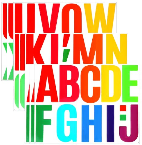 102 Stück Buchstaben Aufkleber, 10 cm Bunt Vinyl Buchstaben Sticker, Alphabet Aufkleber Groß Selbstklebende Dekorationen für Poster Pinnwände Klassenzimmer Heimdekoration