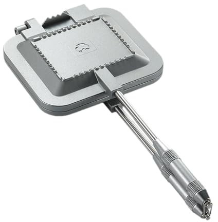 Qianly Sandwich Maker Grill Sandwich Hand Toaster Sturdy Aluminum Flip Pan Frying Pan for Household Indoor Hot Dog Pancakes Omelets, No Carry Bag