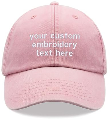 Personaliserad Anpassad Valfri Meddelandetext Baseballkeps Vintage Tvättad Unisex Pappakeps Justerbar Broderad Stag Hen Do, Rosa, One Size