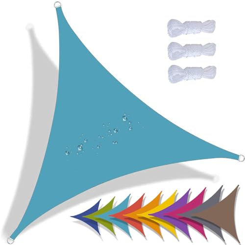 Tenda parasole triangolare impermeabile, 6 x 6 x 6 m, blu brillante, per esterni, patio, copertura con blocco UV al 95% e corda gratuita, vela ombreggiante ad angolo retto, per giardino, alta