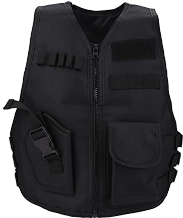 SUPYINI Kinderweste, Kindertaktische Weste für Outdoor -Spiele, Jungenweste für Karte und Geldspeicher, Ideal für Outdoor -Aktivitäten (S)