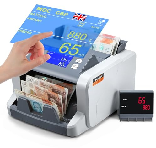 Bonvoisin Banknote Counting Machine, Value Counting for Mixed Denomination, 1CIS/UV/IR/MG Counterfeit Detection, Sorting Bach ADD Functions, with Touchable Screen