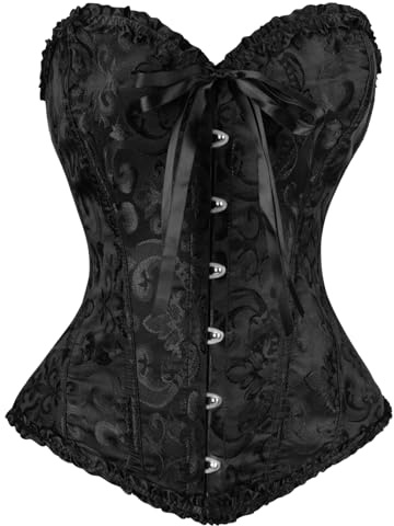 AUYAO korsett för kvinnor, broderi/enfärgad under bröstet, sexig gotisk steampunk, svart korsett för rollspel, klänning, balklänning, Mönstrade stilar, S