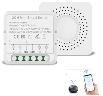 Tomedeks 16 A Smart Relais Modul WiFi + Bluetooth – Unterputz Modul für Licht & Steckdose, kompatibel mit Alexa & Google Home, App Fernsteuerung, Timer, Mehrfachsteuerung