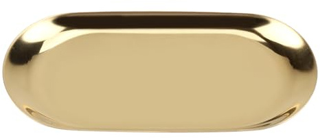 TOPINCN Bandeja de Almacenamiento de Organizador de Joyería de Bandeja de Acero Inoxidable con Cosmético de Almacenamiento con Pulido de Espejo para Tocador de Baño Mesa de (S)