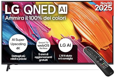 LG QNED AI 55 Pollici, Serie QNED70 2025 Smart TV 4K - 55QNED70A6A | Processore ?7 Gen8, Dynamic QNED Color, WebOS con AI, Telecomando Puntatore AI, Gaming con VRR 4K@60Hz