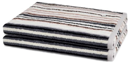 Ross 2er Set Saunatücher Vita – 80x200 cm, Walkfrottee 520 g/m², 100% Baumwolle, Weich & Saugstark, Pflegeleicht, Waschbar bis 60°C, Mit Kordelaufhänger – Sauna & Wellness - Dunkelgrau/braun