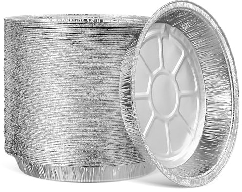 Bandeja Piezas Redonda de Aire de Freidora 100 Aluminio | Plata, Desechables para Hornear y Asar, Uso en Cumpleaños y Servicio de Catering