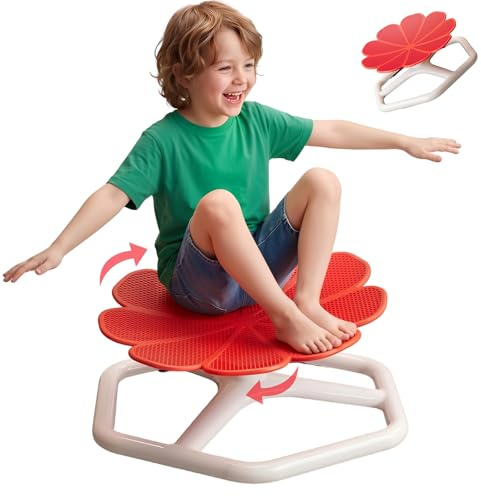 TXWLLIU Silla Giratoria Sensorial para Niños, Silla Giratoria para Autismo, Asiento de Entrenamiento de Equilibrio Sensorial, Entrenamiento de Coordinación Física y Equilibrio, Rojo