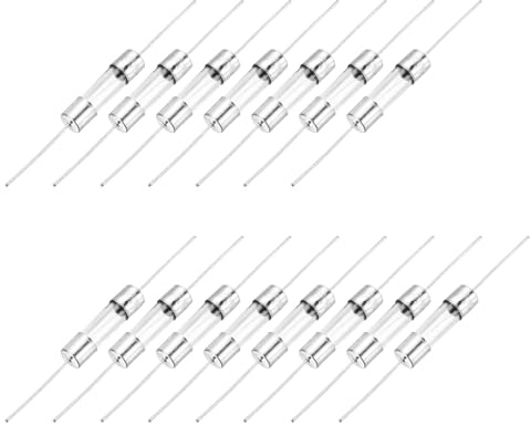 sourcing map Lot de 15 fusibles tubulaires en verre, 5 x 20 mm, cartouche 5 A 250 V, fusible axial à action rapide, avec fil de plomb pour remplacer ou réparer l'électronique domestique (F5A)
