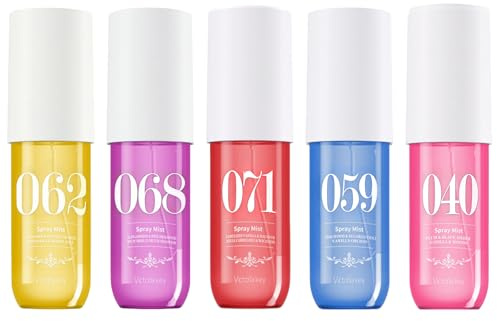 5 parfums Lot de, brume parfumée pour le corps et les cheveux, 90 ml