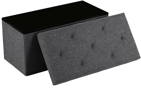 FRANKYSTAR Nemora 75 - Cassapanca Ottomana 76x38x38 cm Contenitore Poggiapiedi in Tessuto Grigio