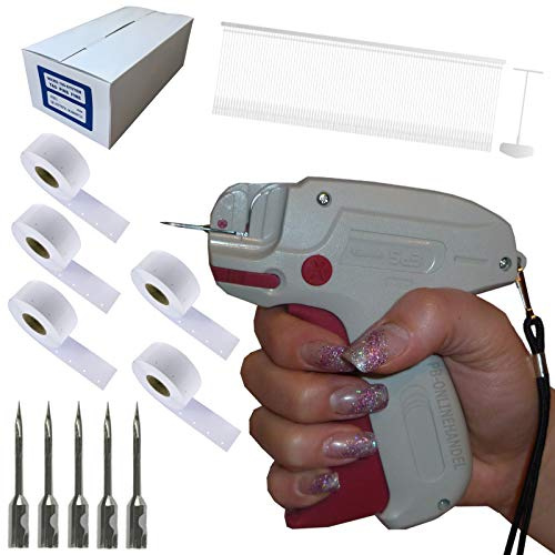 PB-Onlinehandel Etikettierpistole Banok 503X FEIN [Set 7] + 10.000 Micro-Heftfäden + 5.000 Kartonetiketten auf Rolle 30x40mm + 5 Ersatznadeln Etikettiergerät Tag Gun