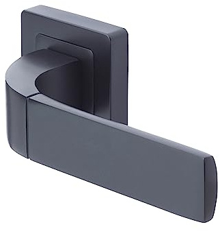 Yale Bologna Black Door Handle 35-ZR-8x8-A003-WC-56-11, Stylish Modern Design for Bathroom WC, Thumbturn Cylinder Locking Set, All Fixtures Supplied