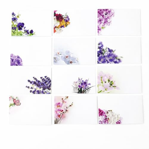 ShredAstic 12 qty MIXED BLANK FLORIST MESSAGE CARDS purple lilac small 6 x 9 cm