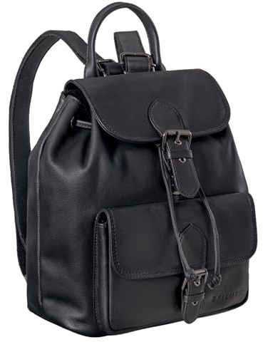 STILORD Damen-Rucksack aus Leder schwarz - Cityrucksack 13 Zoll - Vintage Backpack Frauen-Rucksack für Arbeit, Reisen, Shopping & mehr Destiny
