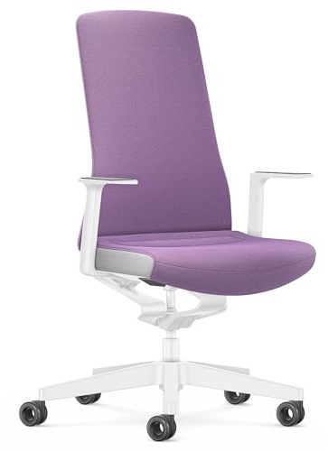 Interstuhl Bürostuhl Pure Interior Edition - Der Schreibtischstuhl der Sich an Gewicht und Bewegung anpasst - ergonomische Smart-Spring Technologie - Made in Germany (1D-Armlehne, Lila | Weiß)