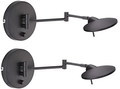 meineWunschleuchte 2er SET schwenkbare Wandleuchten Schwarz mit Stecker & Schalter, Tiefe 55cm