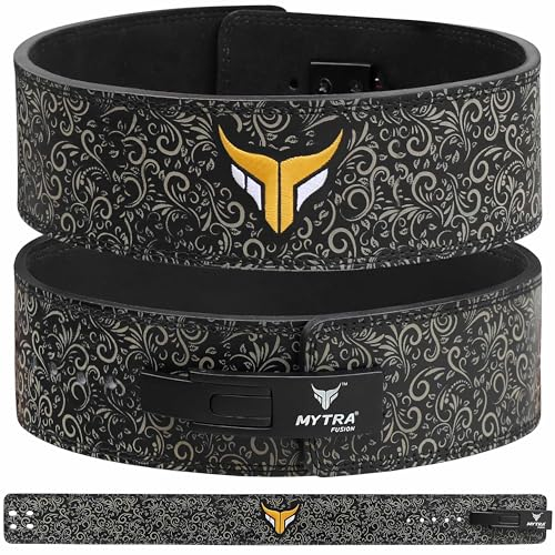 Mytra Fusion gewichthebergürtel weiße Schnalle lifting belt for Fitnessstudio, Fitness, Training, gewichthebergürtel herren & damen gym belt (Black, S)