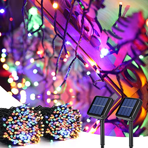 PhilzOps Solar Lichterkette Outdoor, 2 Pack 22M 200 LED Bunt Weihnachtsbeleuchtung Wasserdicht Solar Lichterkette Aussen mit 8 Modi für Partys Garten Balkon Terrasse Tor Bäume Errassen Hochzeiten Deko