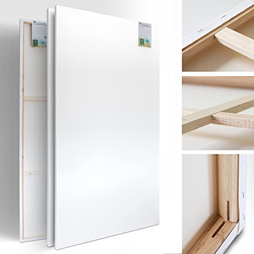 M MERCEO 2 Stück XXL Künstler-Leinwand Set zum Bemalen 100x200 cm – 100% Baumwolle 380 g/m², 2-fach grundiert – stabiler 37mm Keilrahmen für Acryl & Öl