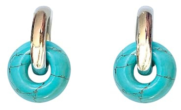 ASTER ALHELÍ - Pendientes Aros Mujer Chapados en Oro o Platino con Piedras Naturales - Pendientes Mujer Colgantes Dorados o Plateados Piedras Semipreciosas - Regalo Original