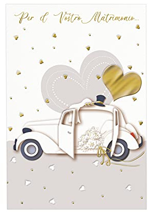ARKRAFT Set 2 Biglietto auguri matrimonio 17 x 12 cm con bustina portasoldi scritte in oro effto rilievo (M13)