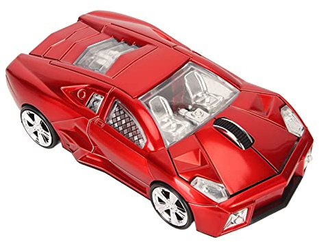 Bewinner Rote Kabellose Auto-Maus, 1600 DPI LED-Licht, Rennwagen-Maus, Kabellose Sportwagen-Maus mit USB-Empfänger, Computer-Maus, Laptop, PC
