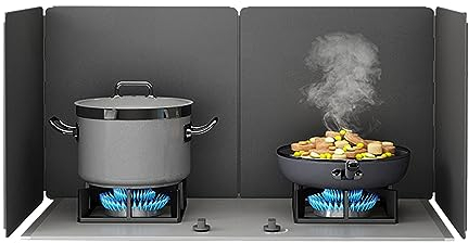 Plegable Cubre Salpicaduras De Sartén, Estufa De Gas Accesorios Cocina, Protectores De Cocina, Fácil De Limpiar, Aceite Antiadherente, para Sartenes, Aceite, Cocinas De Gas, Lavavajillas ( Color : Bla