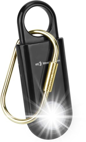 130dB Personal Safety Alarm Strobe Light. Loud Sound SOS Keychain Siren with Carabiner for Women, School Children, Night Runners, Hiking. Bear Alarm Deterrent. Emergency Self Defense Alerts. Black
