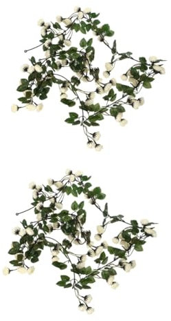 jojofuny 2pcs Simulated Rose Vine Flower Garland Forks Lifelike Artificial Plant for Home Decor Wedding and Party Decoration White