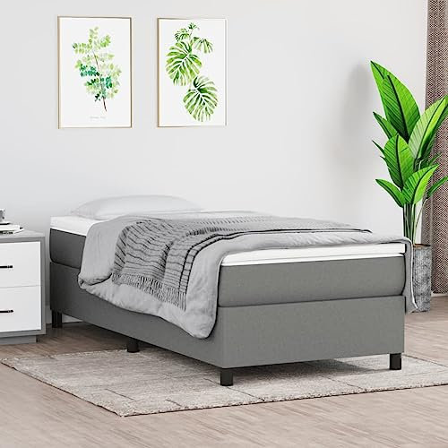 Gecheer Boxspringbett mit Matratze Jugendbett Bettrahmen Polsterbett Hotelbett Bett Seniorenbett Schlafzimmerbett Gästebett Designerbett Doppelbett/Einzelbett Dunkelgrau 100x200 cm Stoff