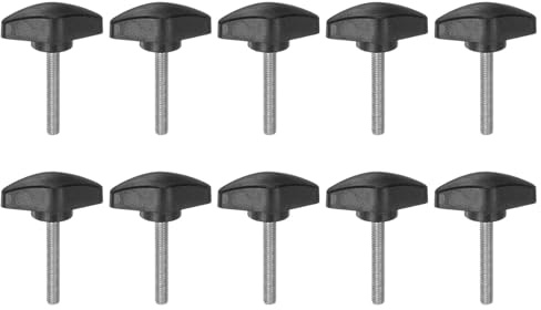 sourcing map T-Flügelknöpfe, Rändelschrauben, M5 x 35 mm, Standard-Außengewinde, Kunststoff, T-Griffe, Handklemmknöpfe, Griff-Rändelschraube, Schwarz, 10 Stück