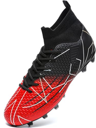 VTASQ Boys' Football Boots Kids Turf Football Shoes Professional Teenager Athletics Sneakers Outdoor Non-Slip Training Soccer Shoes High Top Football Shoes Spikes