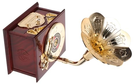 FUNOMOCYA Vintage Spieluhr Mit Retro-design Handaufziehbare Musikbox Für Tischdekoration Einzigartiges Für Geburtstage Und Feste Stilvolles Wohnaccessoire Für Braune Holzoptik