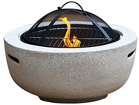 NOALED Feuerstellen, Holzbefeuerte Feuerstelle für den Garten im Freien, Grilltisch, Holzbefeuerte Feuerschale für den Außenbereich mit Funkenschutz und Schürhaken, 60 cm