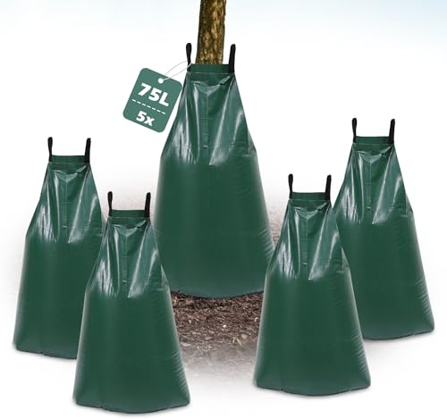 Ollewiellan 5 Stück Baumbewässerungssack, 75L Bewässerungsbeutel, UV beständigem Bewässerungssack PVC Baumbewässerungsbeutel, strapazierfähigem Baumbeutel, baumbewässerungssack für Ihre Bäume