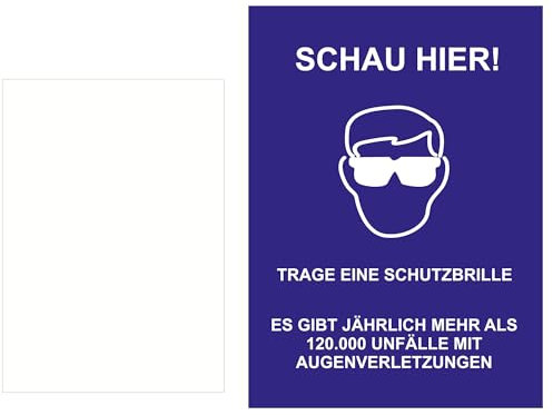 Indigos UG - Schild Schau hier - Schutzbrille - 297x420 - Hotel, Firma, Schutz, KITA, Arzt, Praxis - Sicherheit - Warnung - Aluverbundplatte 3mm, Wohnung - Hinweisschild - Warnschild